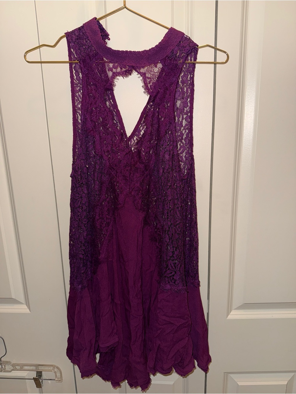 Free People Deep Purple Lace Overlay Chemise